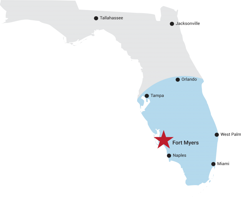 florida map fort myers and othe major cities